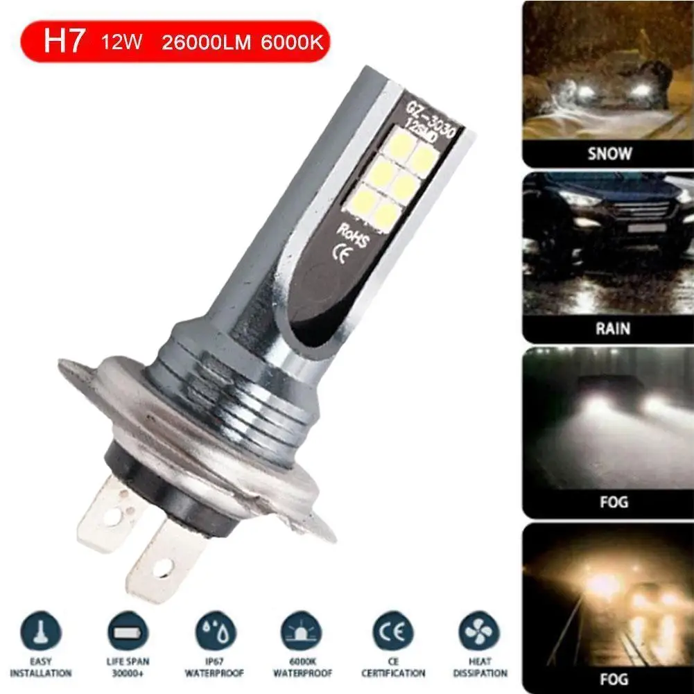 고출력 LED 헤드라이트 전구 빔, 자동차 전조등, 자동차 부품 액세서리, H4, H7, H11, 12V, 6000K