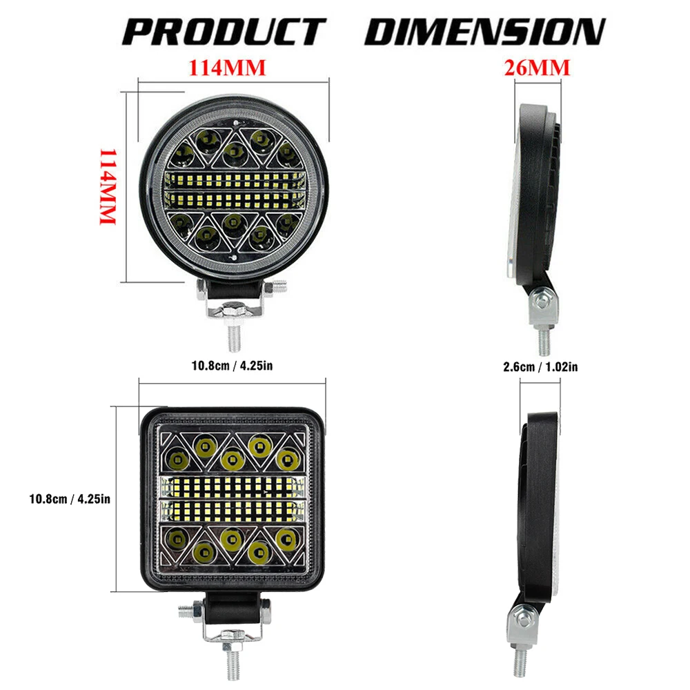 NLpearl 차량용 LED 바 작업등, 오프로드 액세서리, 4x4 ATV 스팟 플러드 플래시 트럭, SUV 운전 안개 헤드라이트, 4 인치, 102W, 12V, 24V