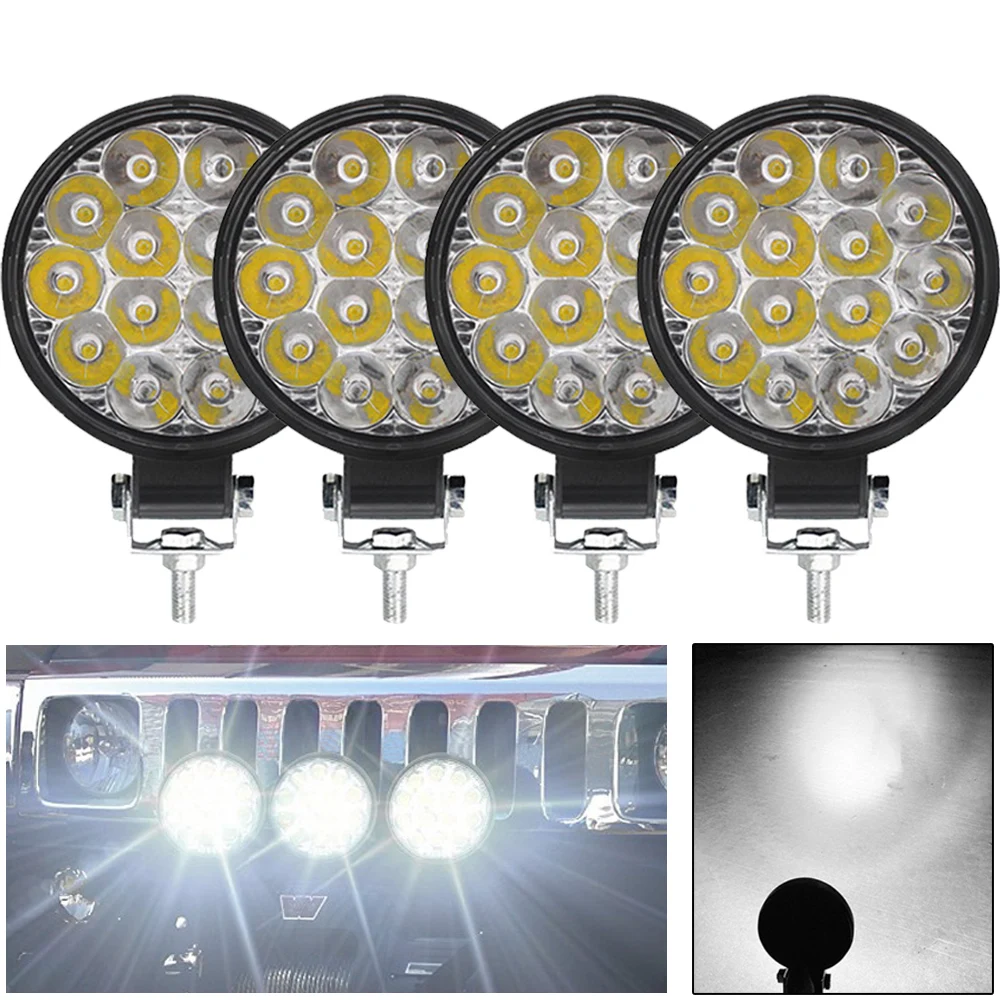 SUV 안개등용 야간 주행등, LED 작업등, 42W, 48W, 14 LED 자동차 전조등, 오프로드 트럭, 12 V, 24V, 6 개, 4 개, 2 개