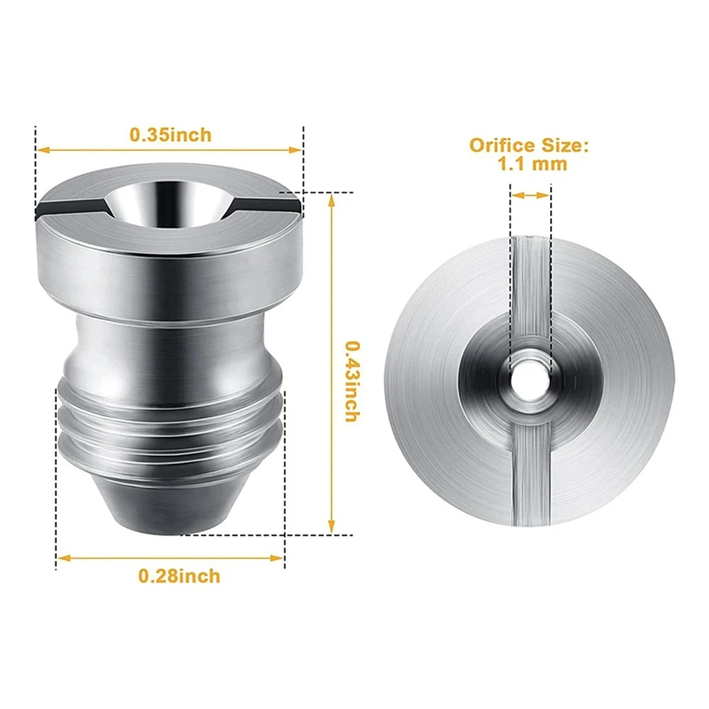 ROUE 범용 스레드 스노우 폼 오리피스 노즐 팁 및 폼 메이커, 스테인레스 스틸 랜스 건, 1.0mm, 1.1mm