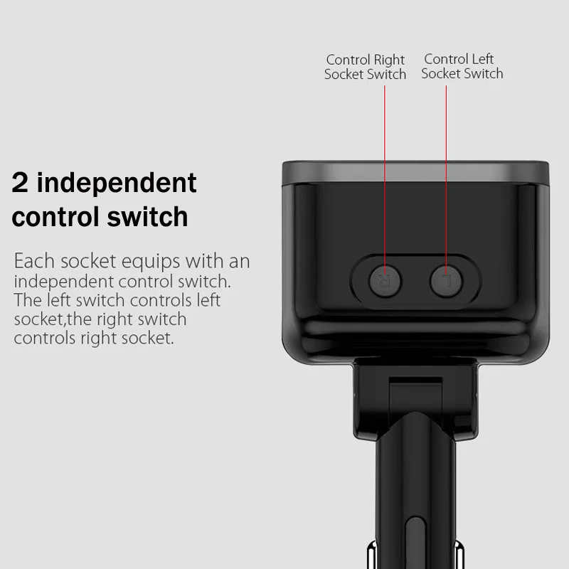 JaJaBor-자동차 담배 라이터 소켓 분배기, QC3.0, 듀얼 USB 고속 충전, c타입 PD20W 충전기, 독립 스위치 전원 어댑터