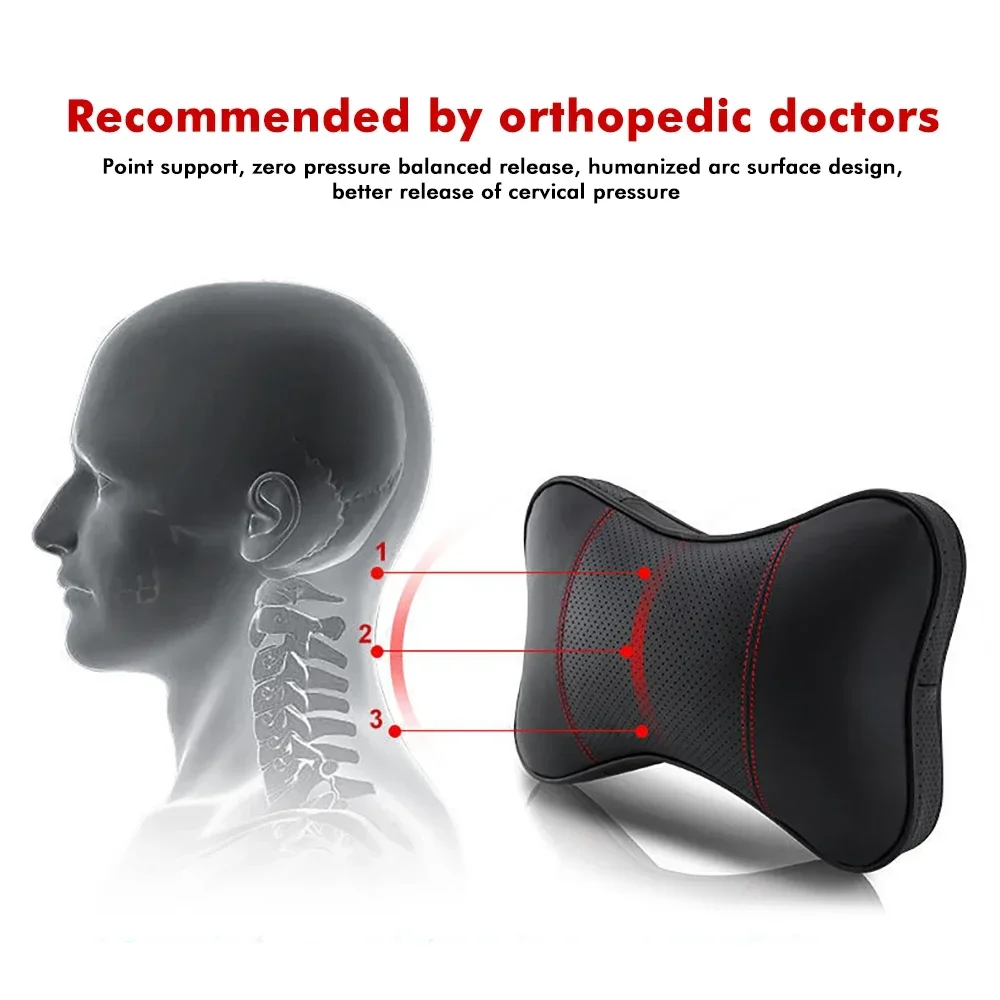 차량용 통기성 가죽 시트, 머리 목 지지대 보호대, 범용 머리 받침 등받이 쿠션, 인테리어 액세서리