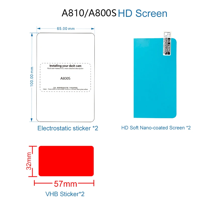 70mai 대시 캠 A810 A800S 4K 액세서리 세트, 정적 스티커, 3M 필름 및 정적 스티커, 70mai A810 액세서리에 적합