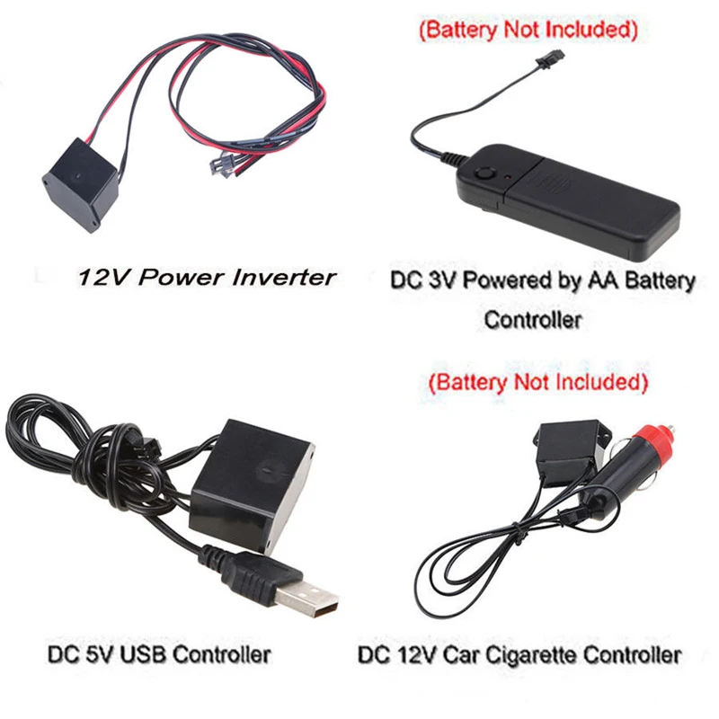 EL 와이어 전원 공급 장치, 네온 조명 스트립 액세서리, 자동차 주변 조명 드라이버 변압기, 3V, 5V, 12V
