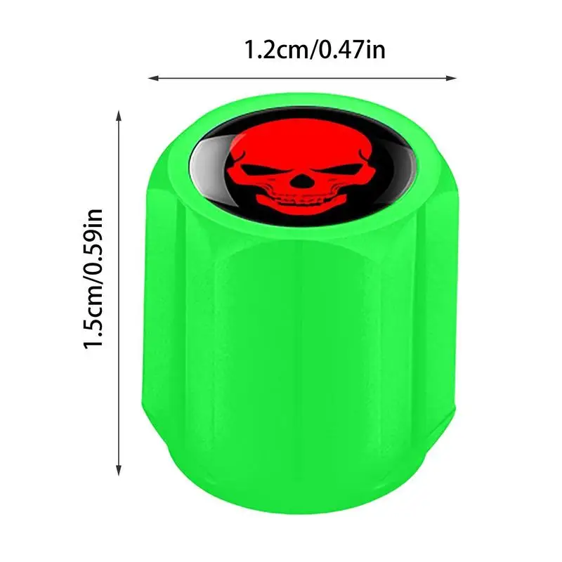 야광 자동차 밸브 캡, 형광 야광 자동차 오토바이, 자전거 휠 타이어 허브, 야광 밸브 스템 캡 장식, 4 개,휠캡