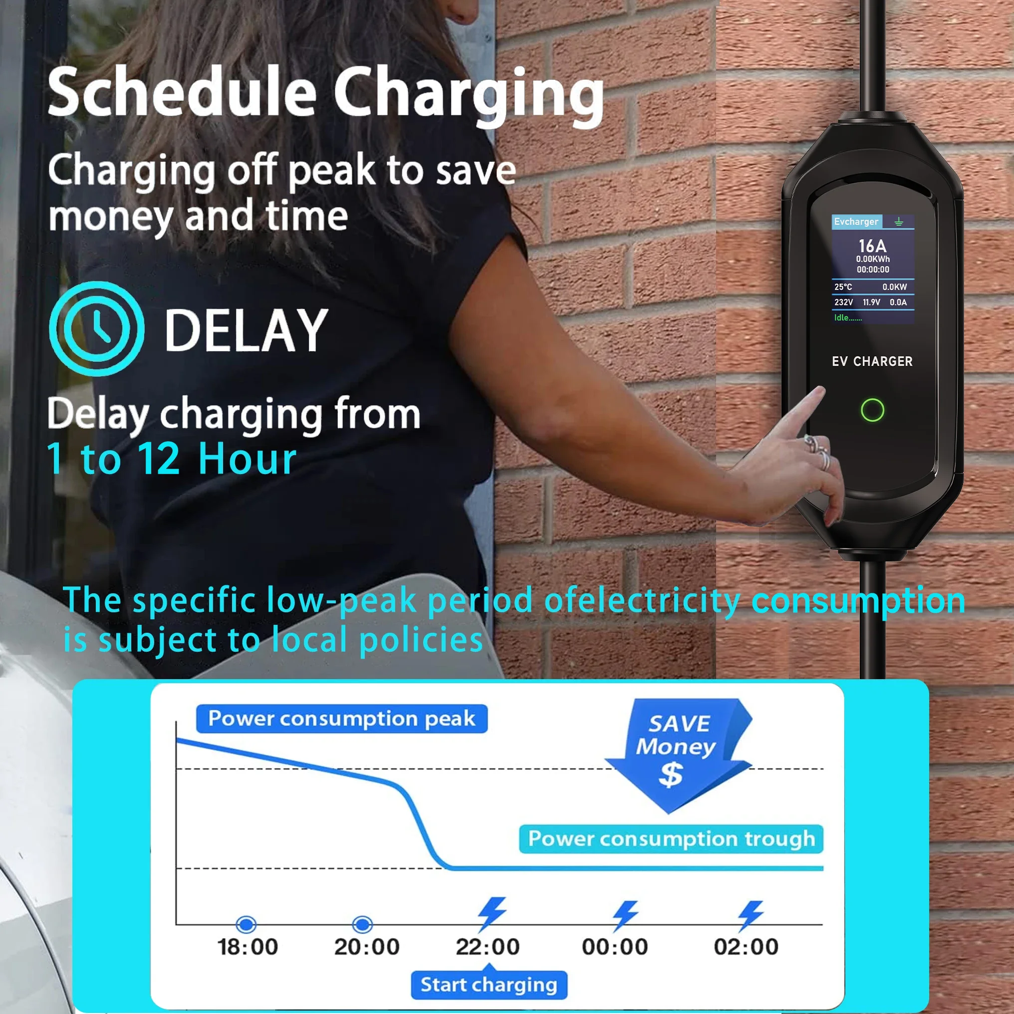 AFEEV 휴대용 EV 충전기 타입 2 IEC62196-2 16A EVSE 고속 충전 케이블 타입 1 SAE J1772 월박스 3.5KW GBT 전기차 충전기