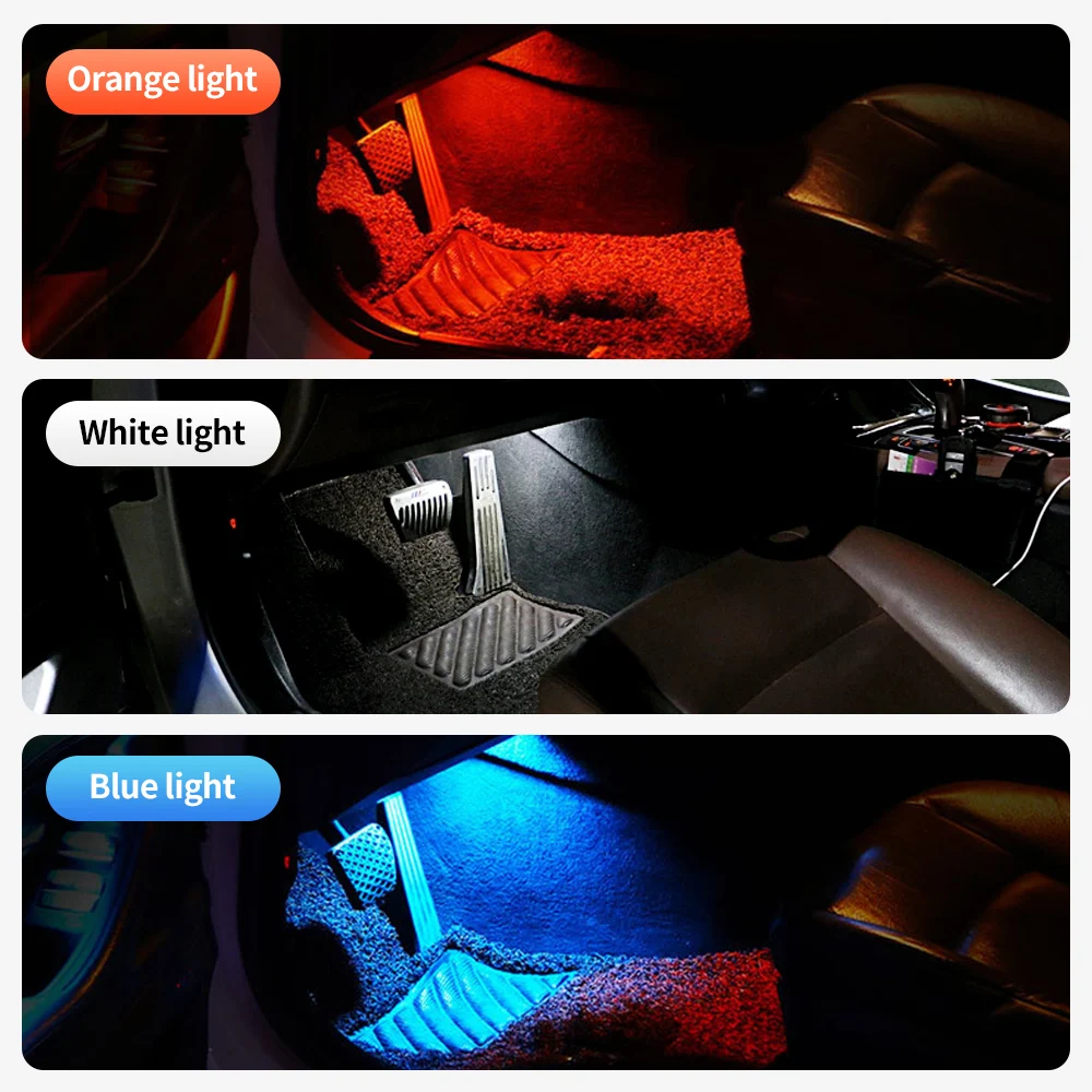 자동차 인테리어 LED 발판 주변 조명 분위기 램프, BMW F30, F32, F34, 3, 4 시리즈, 오렌지, 화이트, 오렌지, 아이스 컬러, 2 개