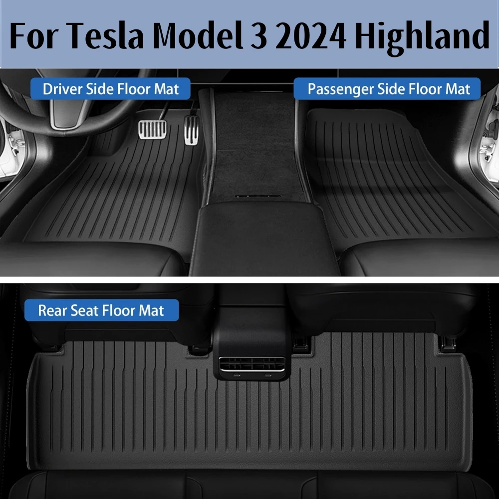 테슬라 모델 3 하이랜드 2024 TPE 바닥 매트, 방수 러기지 매트, 내마모성 발 패드, 트렁크 매트 액세서리