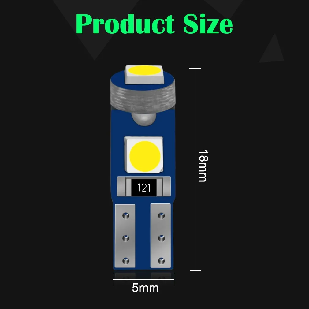 에어컨 단추 조명 계기 LED 조명 대시 보드 경고 표시기 단추, T5 LED 전구, W3W, W1.2W, 10 개