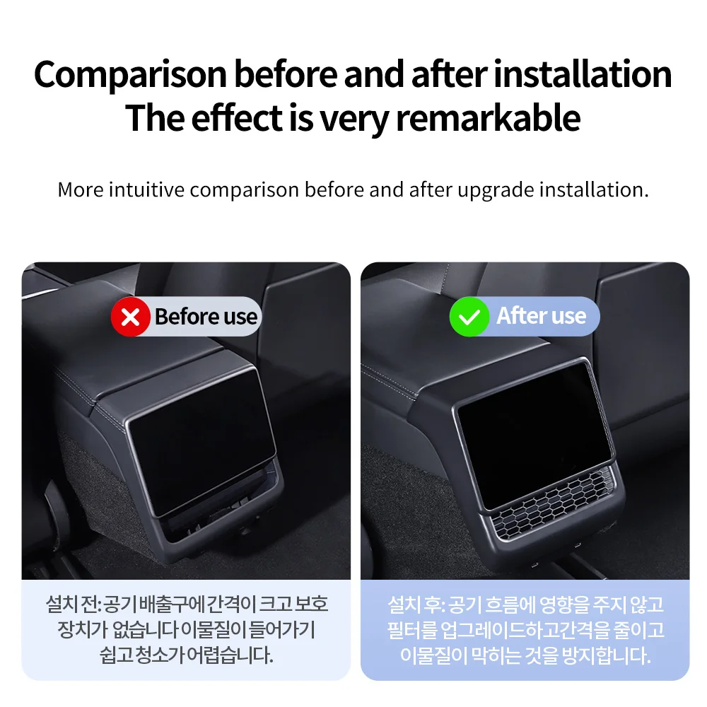 YZ 테슬라 모델 3 하이랜드 2024 후면 센터 콘솔 공기 배출구 커버, 통풍구 먼지 커버, 자동차 스타일링 인테리어 액세서리