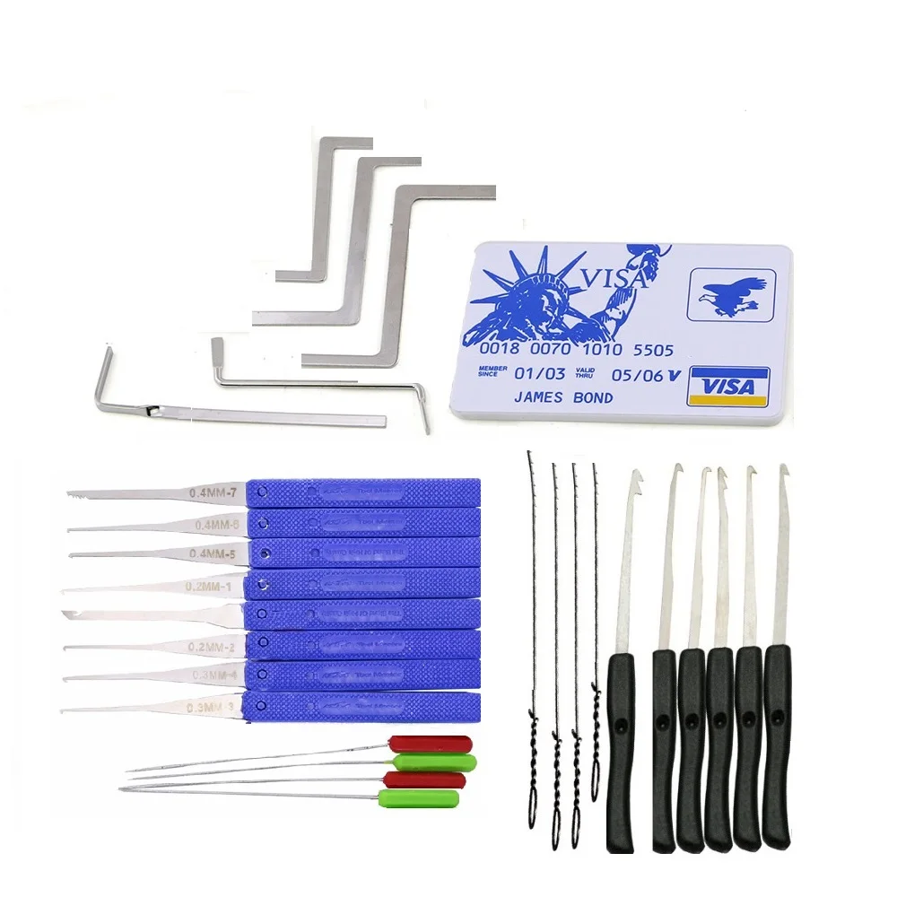 5in1 자물쇠 제조공 공급 연습용 자물쇠 픽 세트, 장력 렌치 부러진 키 도구 조합 자물쇠 하드웨어