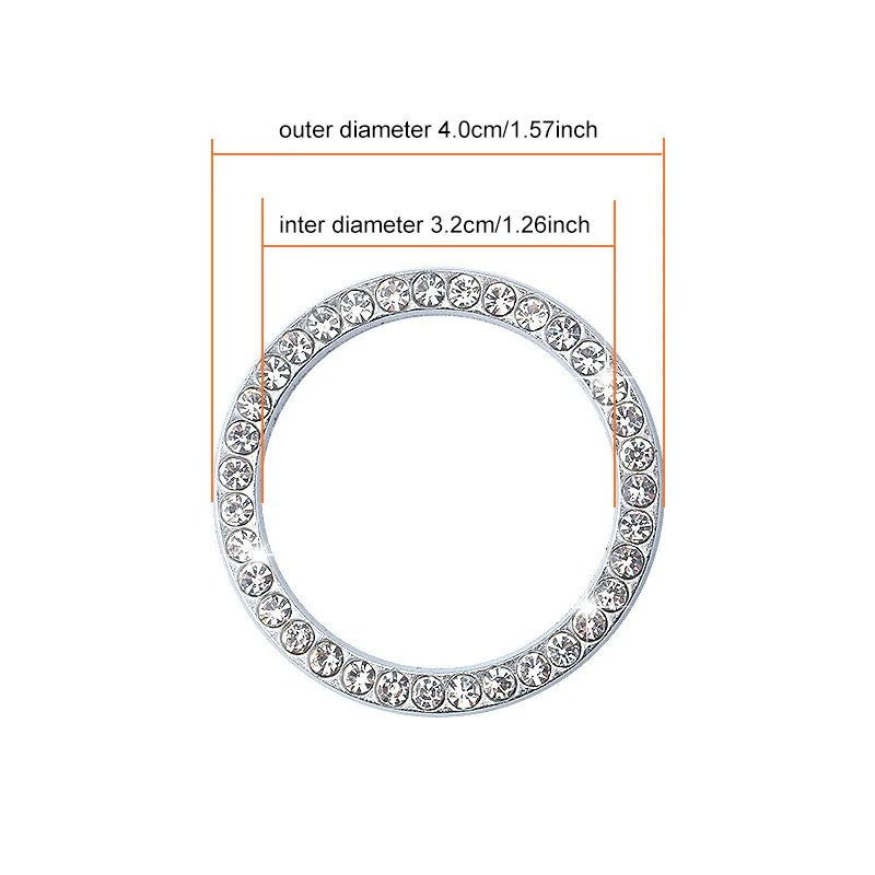 자동차 블링 원 클릭 시작 중지 엔진 점화 링 스티커, 크리스탈 라인석 서클 장식 액세서리