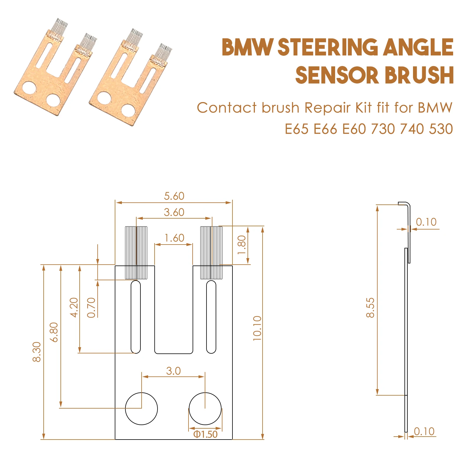 자동차 액세서리 스티어링 칼럼 스위치 앵글 센서 접촉 브러시 수리 키트, BMW E65 E66 E60 730 740 530 7 시리즈에 적합, 2 개