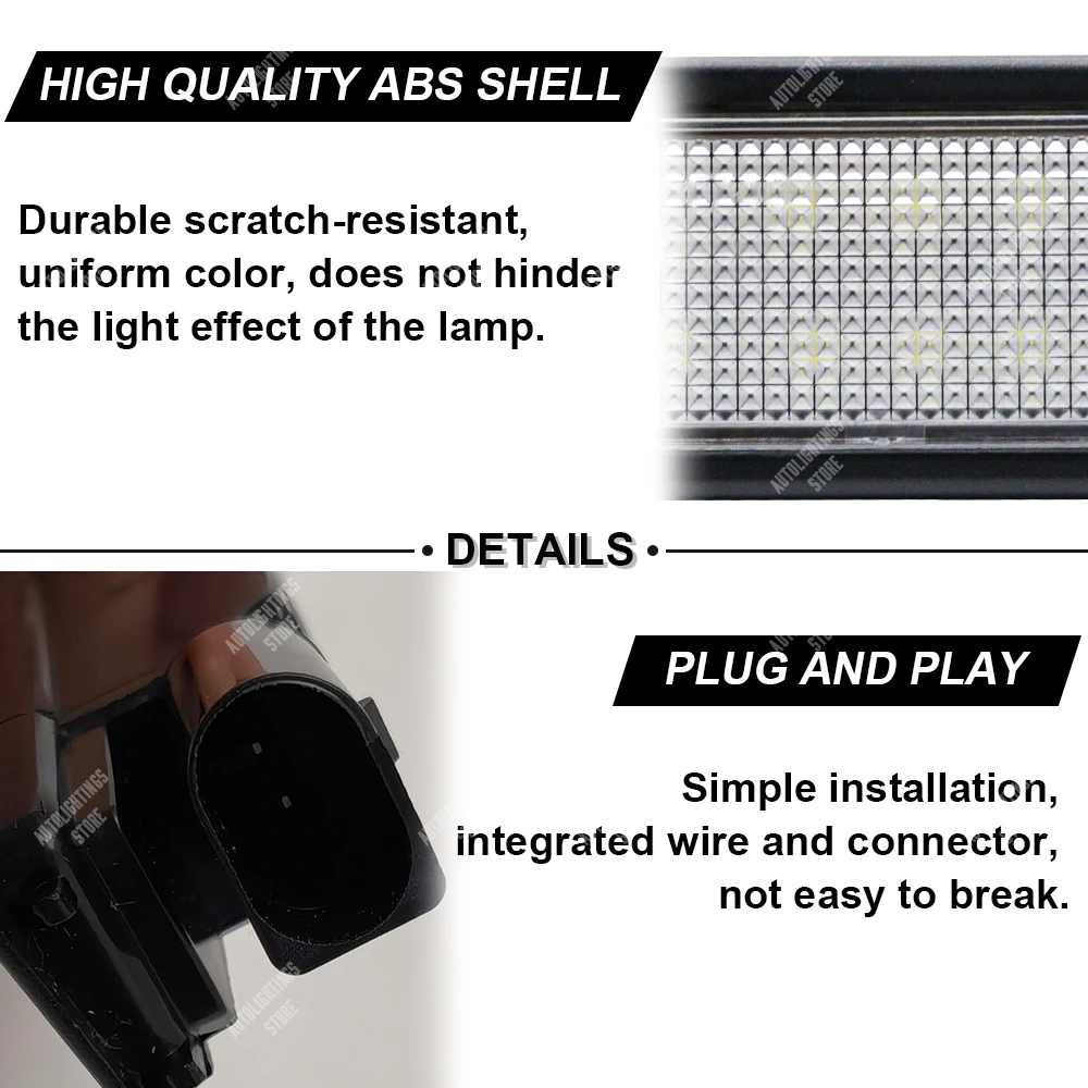 이비자용 LED 번호판 조명, VW GTi 골프 4 5 6 7 MK6 MK7 파사트 CC B6 B7 폴로 시로코 딱정벌레 번호 램프, 좌석 2 개