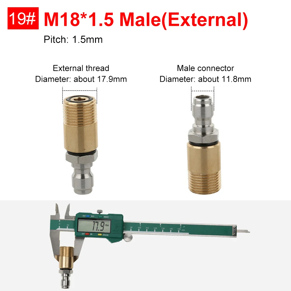 압력 와셔 어댑터 폼 깍지 황동 커넥터 키트, 1/4 빠른 연결 해제, M14, M22, 암수 커플러, 세차 도구