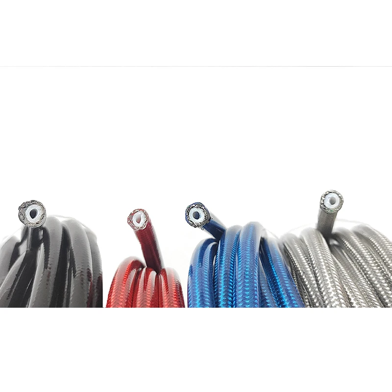 오토바이 AN3 피팅 브레이드 스테인레스 스틸 나일론 브레이크 라인 호스, 유체 유압 호스, PTFE 브레이크 라인, 가스 오일 연료 튜브, 5m