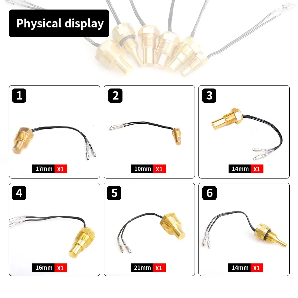 범용 수온 센서, 자동차 온도 센서, 수온 게이지, 10mm, 14mm, 16mm, 17mm, 21mm, 12V, 24V