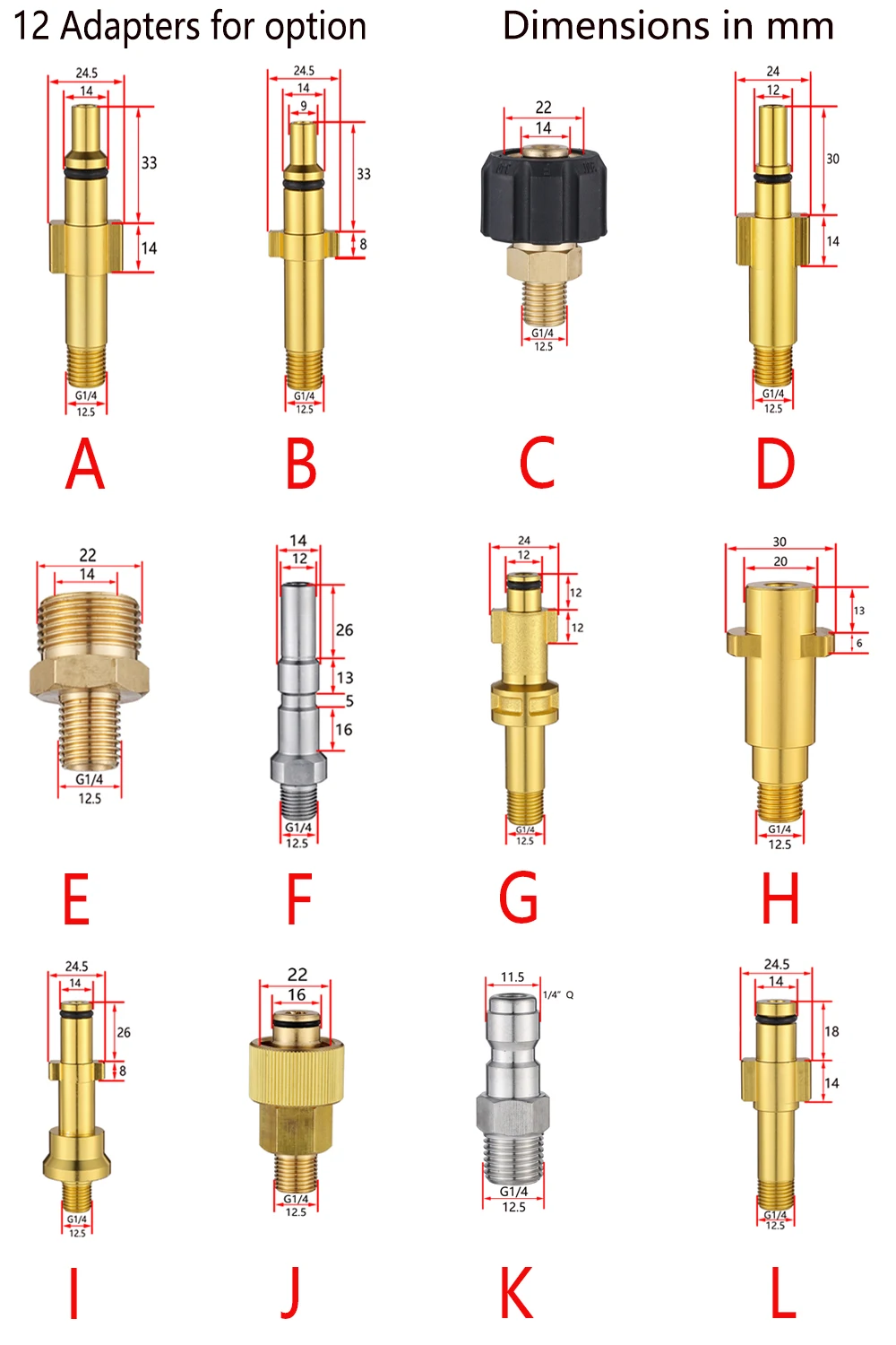고압 와셔 커넥터 어댑터, AR, Interskol, Lavor, Bosche, Huter, M22 Lance 연결용, Karcher un 여성 총검