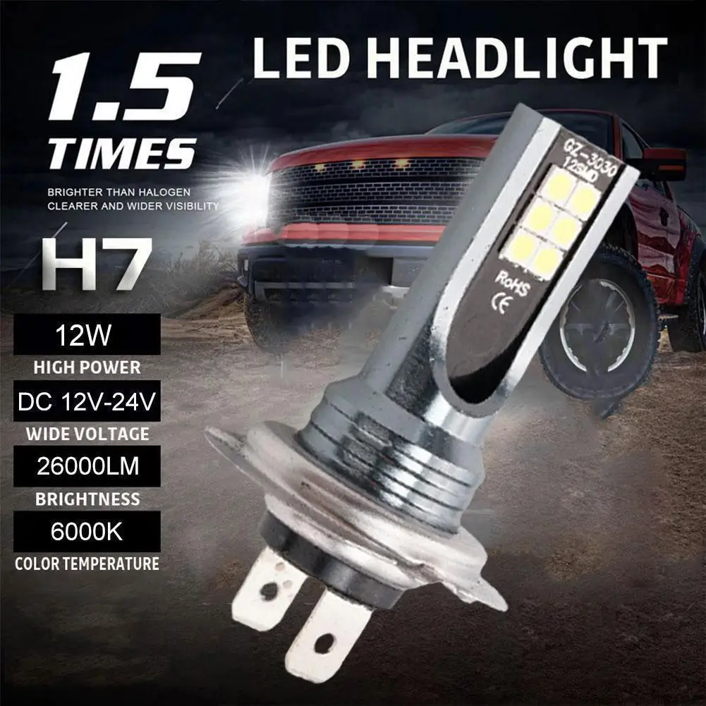 고출력 LED 헤드라이트 전구 빔, 자동차 전조등, 자동차 부품 액세서리, H4, H7, H11, 12V, 6000K