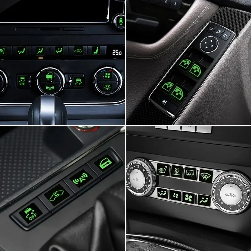 자동차 창문 단추 야광 스티커, 형광 데칼, 안전 스위치, 자동차 스티커 장식, 야광 자동차 액세서리