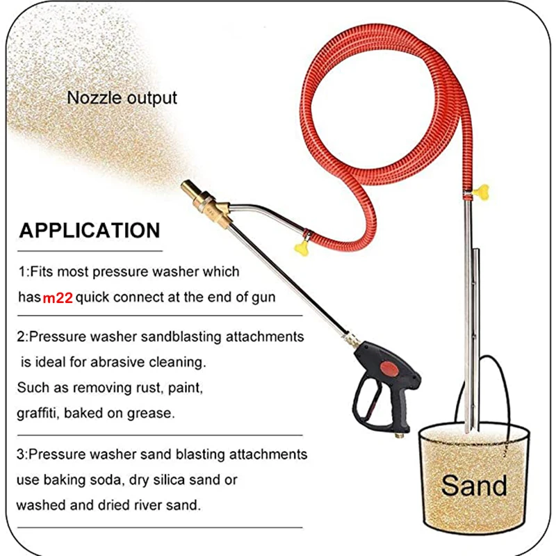 ROUE 압력 와셔 샌드 블라스팅 건, 모래 및 습식 블라스팅 키트, Karcher, Lavor, Huter, Nilfisk, Parkside 호스