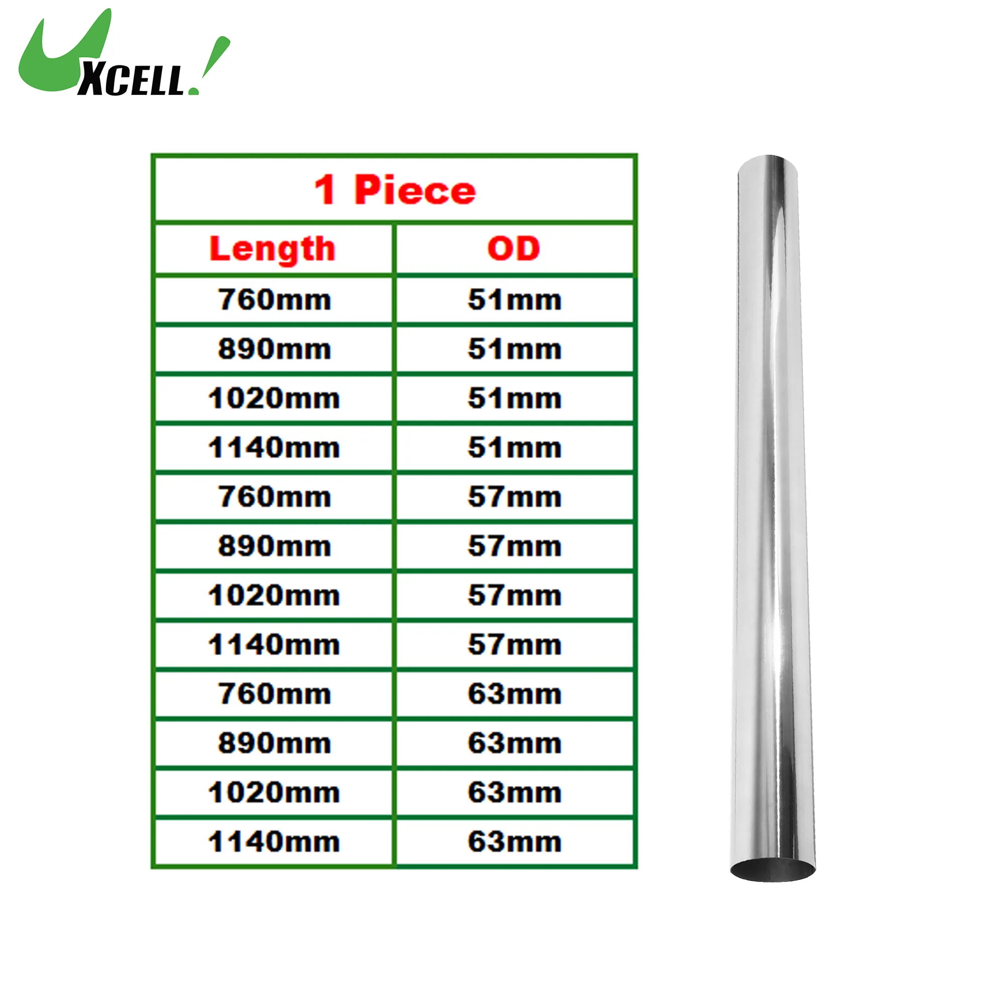 UXCELL 다목적 맨드렐 배기 파이프 튜브 파이프, T304 스테인리스강, 스트레이트, 51mm, 57mm, 63mm, OD 760-1140mm 길이, 1PC title=UXCELL 다목적 맨드렐 배기 파이프 튜브 파이프, T304 스테인리스강, 스트레이트, 51mm, 57mm, 63mm, OD 760-1140mm 길이, 1PC 