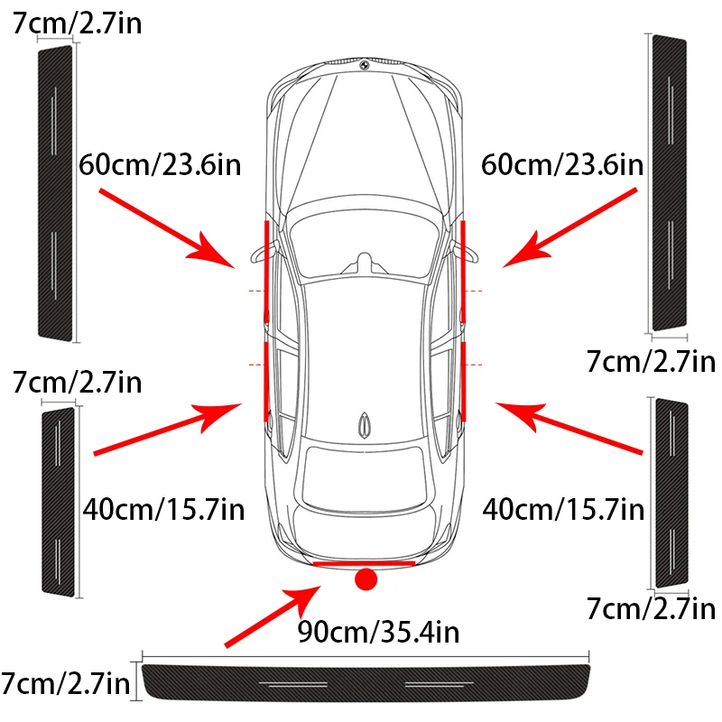 자동차 문틀 보호 테이프 탄소 섬유 보호 스트립 스티커, changan CS75 PLUS CS95 CS35 alsvin CS15 CS55 Eado용, 60x7cm