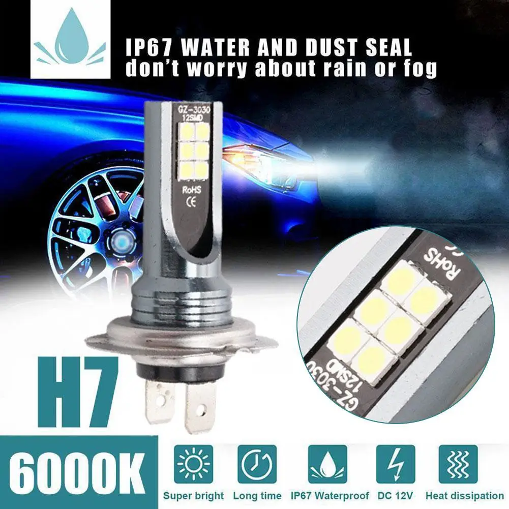 고출력 LED 헤드라이트 전구 빔, 자동차 전조등, 자동차 부품 액세서리, H4, H7, H11, 12V, 6000K