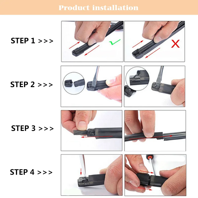 범용 자동차 삽입 고무 스트립 리필, 프레임리스 와이퍼, 6mm, 12 