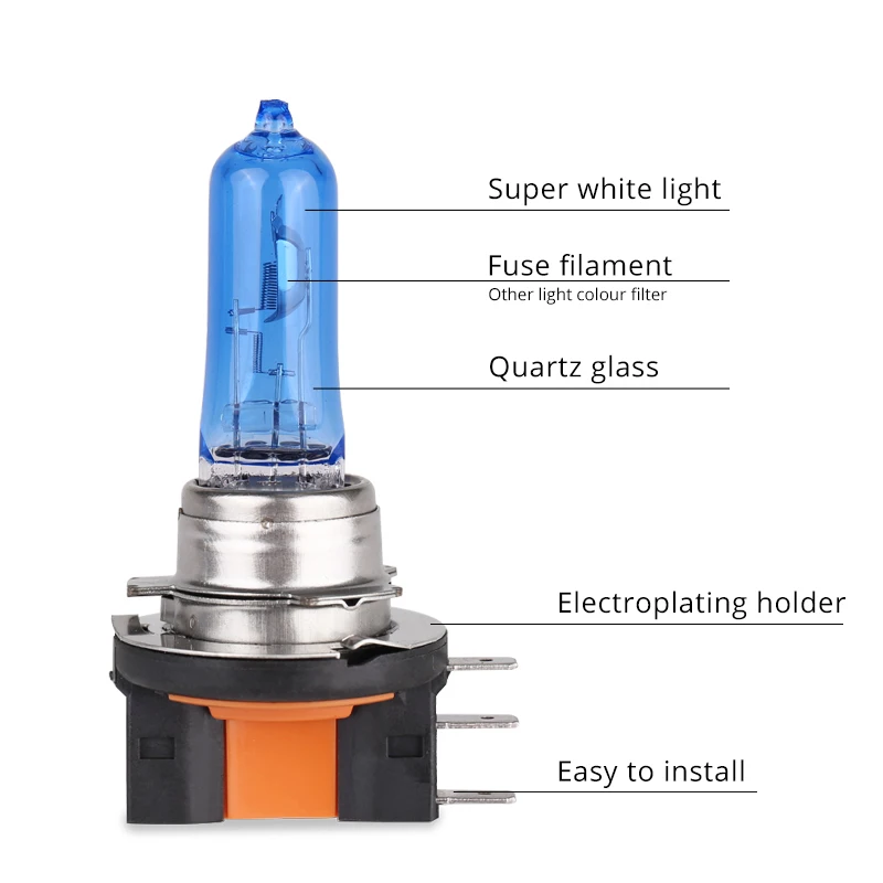 ADPOW H15 6000K 슈퍼 화이트 55W 12V 안개 조명 할로겐 전구 자동차 골든 옐로우 5000k 헤드 라이트 램프 자동차 운전 라이트 자동차 스타일링