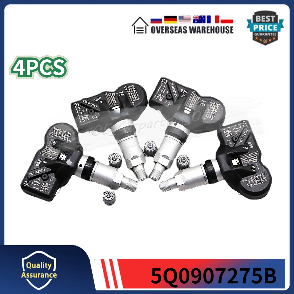 아우디 A3 A4 A5 Q3 Q5 Q7 포르쉐 카이엔 마칸 폭스바겐 골프 Eos 타이어 압력 TPMS 센서 모니터링 시스템, 4X, 5Q0907275B