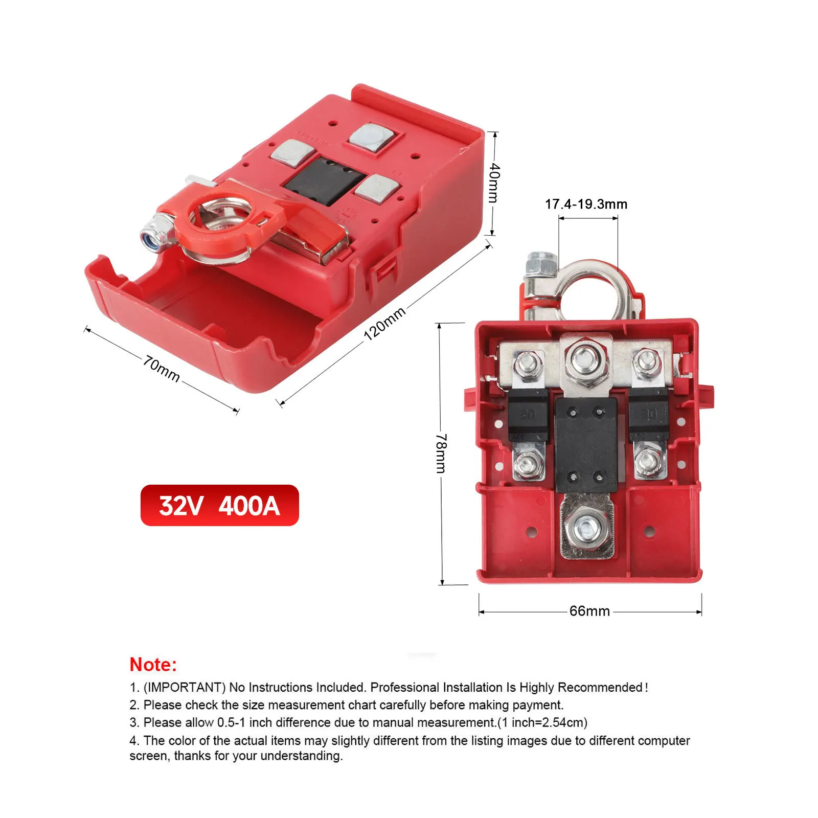 자동차 퀵 릴리스 퓨즈 배터리 분배 단자 클램프 커넥터, 32V 400A