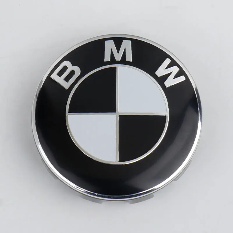 BMW 레이스 트랙용 전면 후드 엠블럼, 블랙 화이트 로고 81mm, 후면 배지 74mm, 휠 허브 캡 68mm, 56mm 스티어링 휠 스티커 46mm