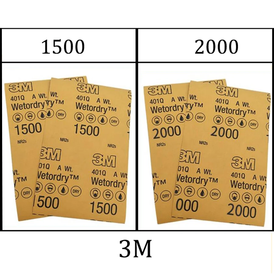 3M 고급 사포 1000/1200/1500/2000 메쉬 그릿 물 사포, 자동차 페인트 연마용, 미용 물 연마제, 정품