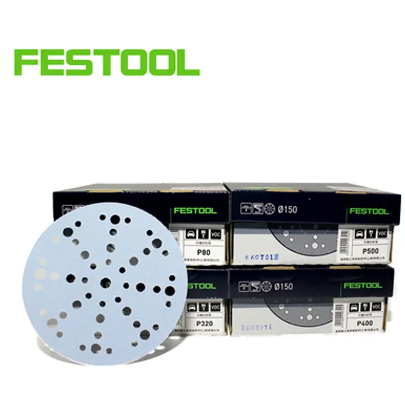 오리지널 독일 FESTOOL 연청 가넷 드라이 사포, 6 48 홀 원형 연마 자동차 목수 80Gri-500 메쉬, 10 개