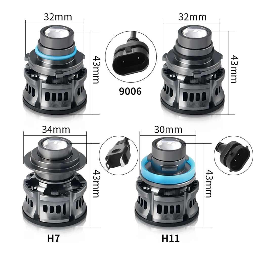 자동차 레이저 H8 H11 h7 HB4 9006 LED 전구 프로젝트 렌즈 헤드라이트 프로젝터 안개등, 자동차 12V 주행 주행등, 2 개