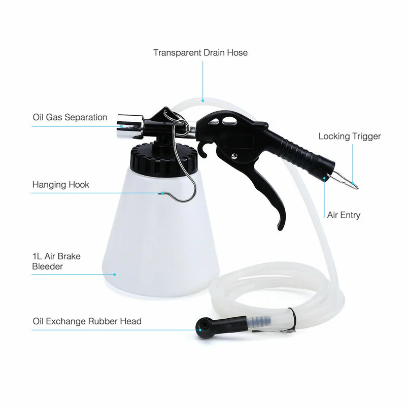 핸드헬드 공압 브레이크 유체 블리더 도구 키트, 자동차 공기 추출기, 클러치 오일 펌프, 블리딩 빈 배수, 1.75L