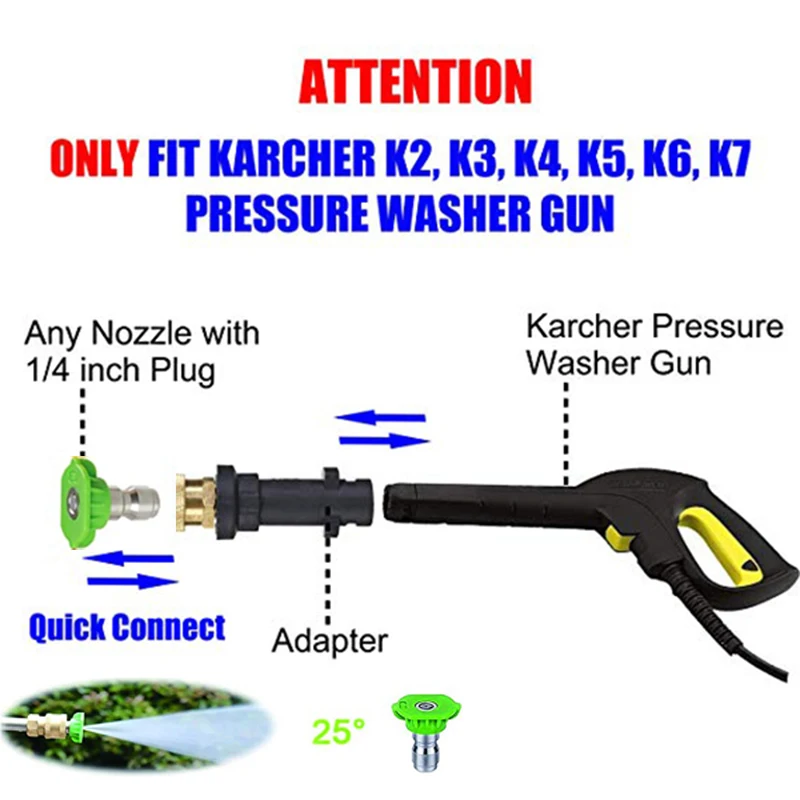 ROUE 압력 와셔 액세서리 퀵 커넥터, 파크사이드 Karcher Stanley Greenwork Nilfisk Lavor 스프레이 건용, 1/4 인치