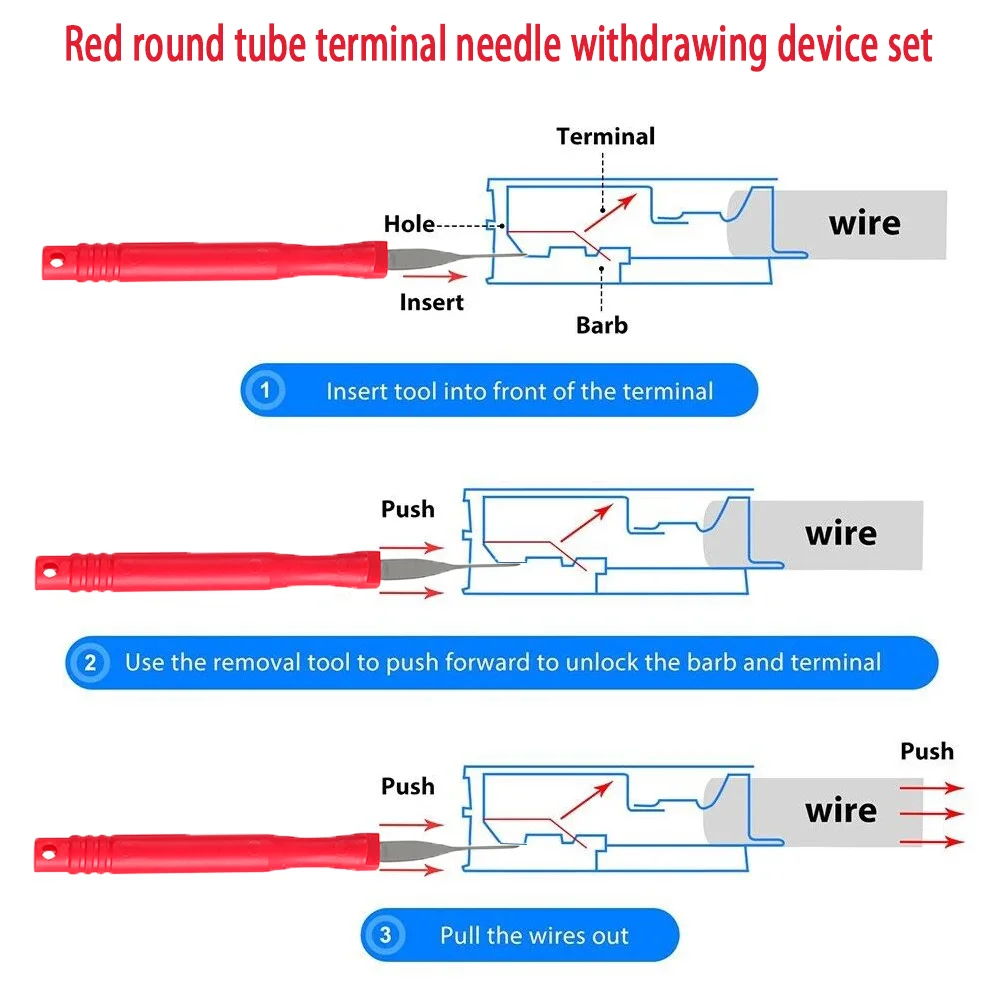자동차 와이어 하네스 플러그 터미널 커넥터 바늘 제거기 분해 도구 바늘 제거기, 상자 포함 핸드 헬드 도구, 8 개, 18 개, 30 개, 36 개