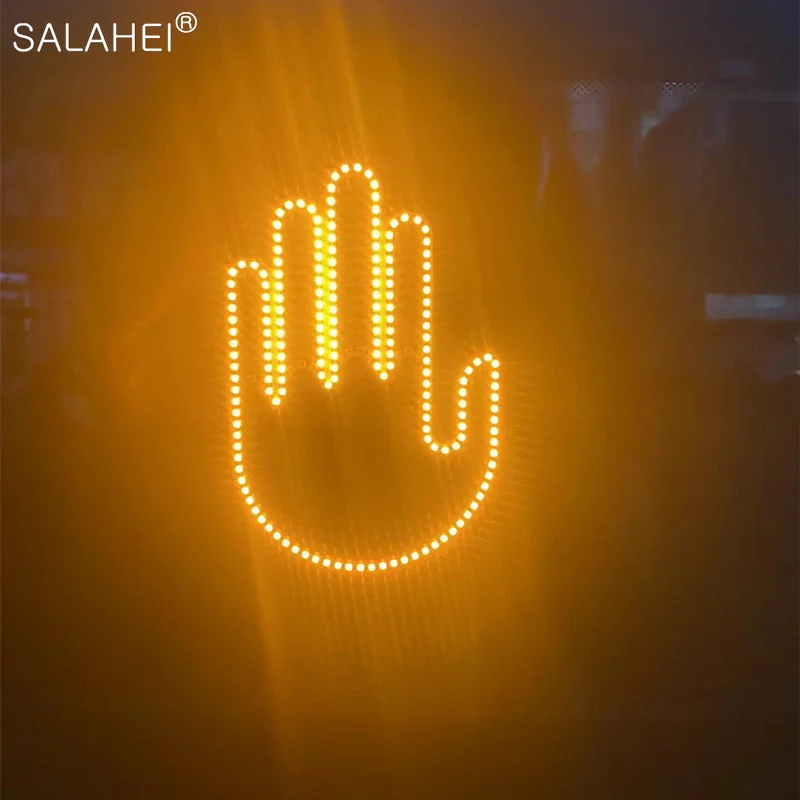 재밌는 자동차 손가락 조명, 원격, 로드 레이지 표지판, 가운데 손가락 제스처 조명, LED 앰버, 가운데 손가락 경고, 브레이크 라이트