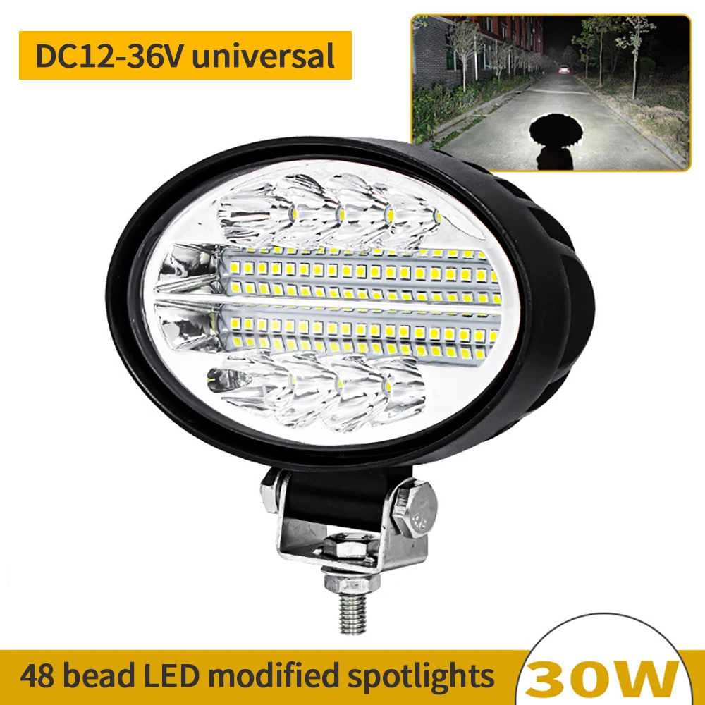자동 LED 작업 조명, 48 LED 오프로드 조명, 수정된 스포트라이트 헤드라이트, 농업 차량 보조 조명, 12-36v