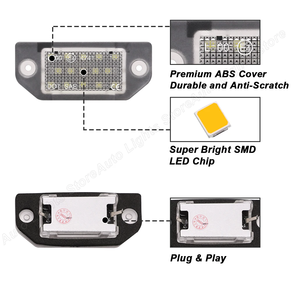 번호판 LED 램프, VW 파사트 B5 프리 페이스리프트 1997-2000 내장 캔버스, 오류 없음, 12V 흰색 번호판 조명, 2 개