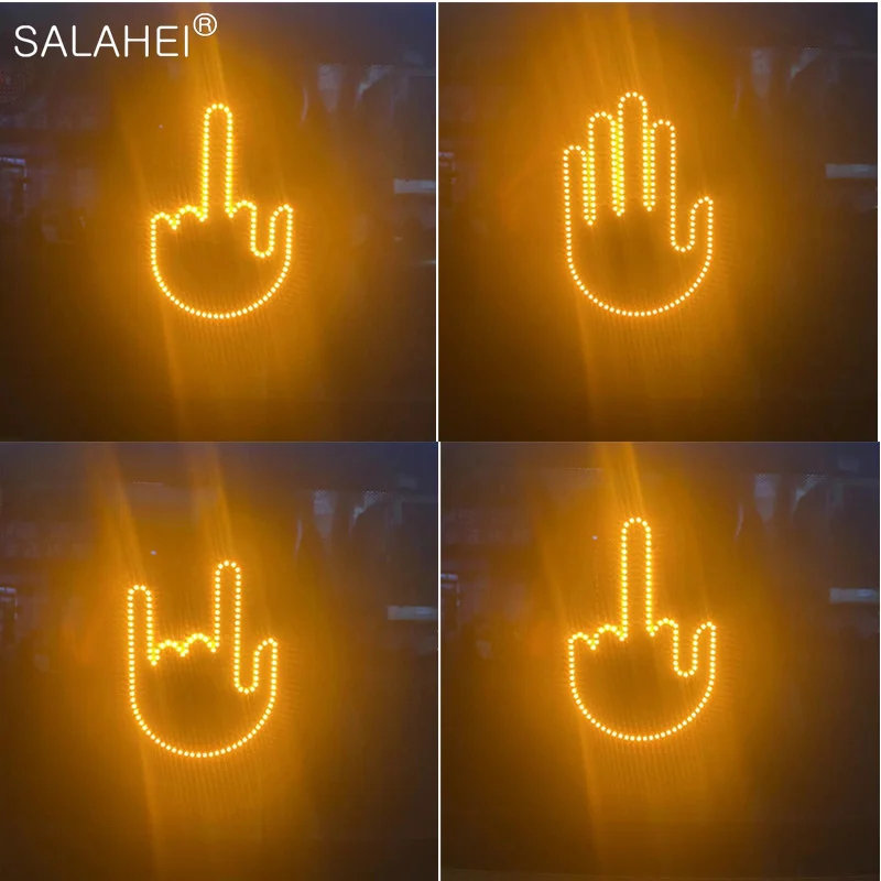 재밌는 자동차 손가락 조명, 원격, 로드 레이지 표지판, 가운데 손가락 제스처 조명, LED 앰버, 가운데 손가락 경고, 브레이크 라이트