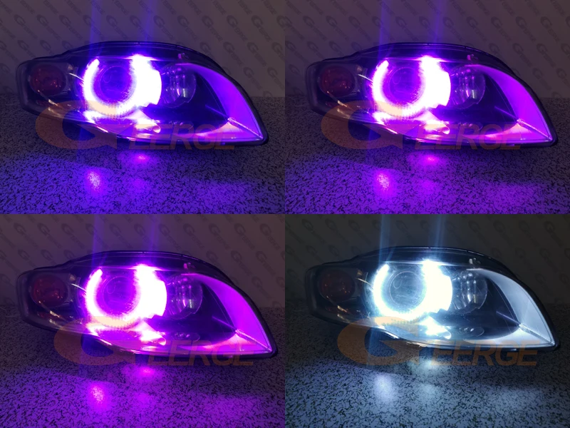 울트라 브라이트 멀티 컬러 RGB LED 엔젤 아이즈 키트, 아우디 A3 8PA A4 S4 RS4 B7 RF 원격 블루투스 앱, 헤일로 링 자동차 액세서리