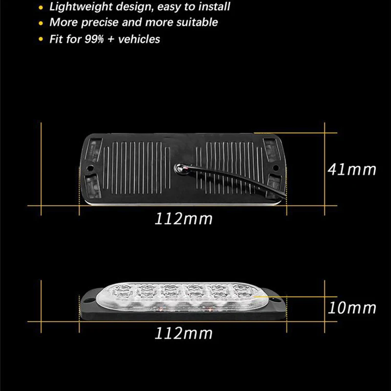 6 LED 자동차 경고등 고장 비상 조명 경찰 조명, 12V 12smd LED 일정 경고등 트레일러 후면 램프