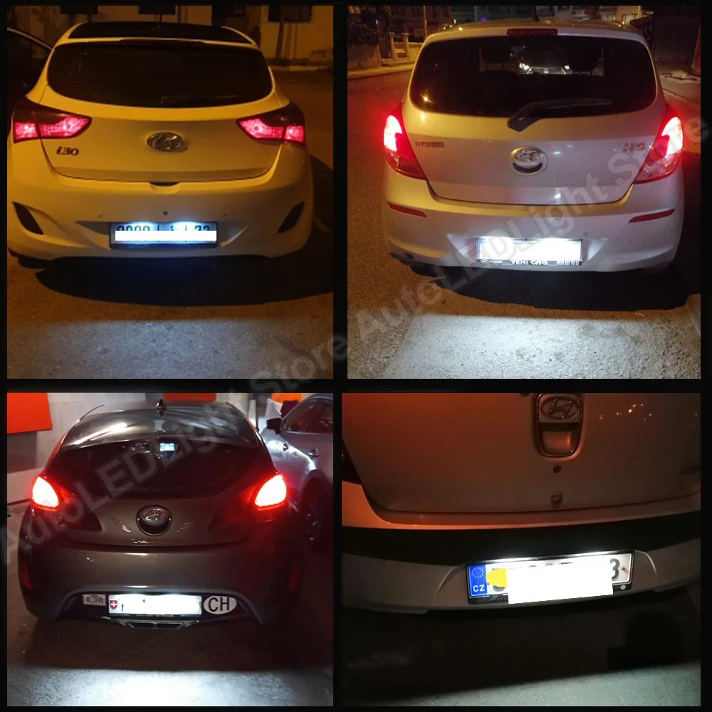현대 i30 해치백 i20 벨로스터 FS XG 30 테라칸 HP 제네시스 쿠페 GK용 LED 번호판 조명, 오류 없는 플러그 앤 플레이, 2 개