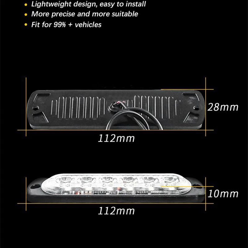 6 LED 자동차 경고등 고장 비상 조명 경찰 조명, 12V 12smd LED 일정 경고등 트레일러 후면 램프
