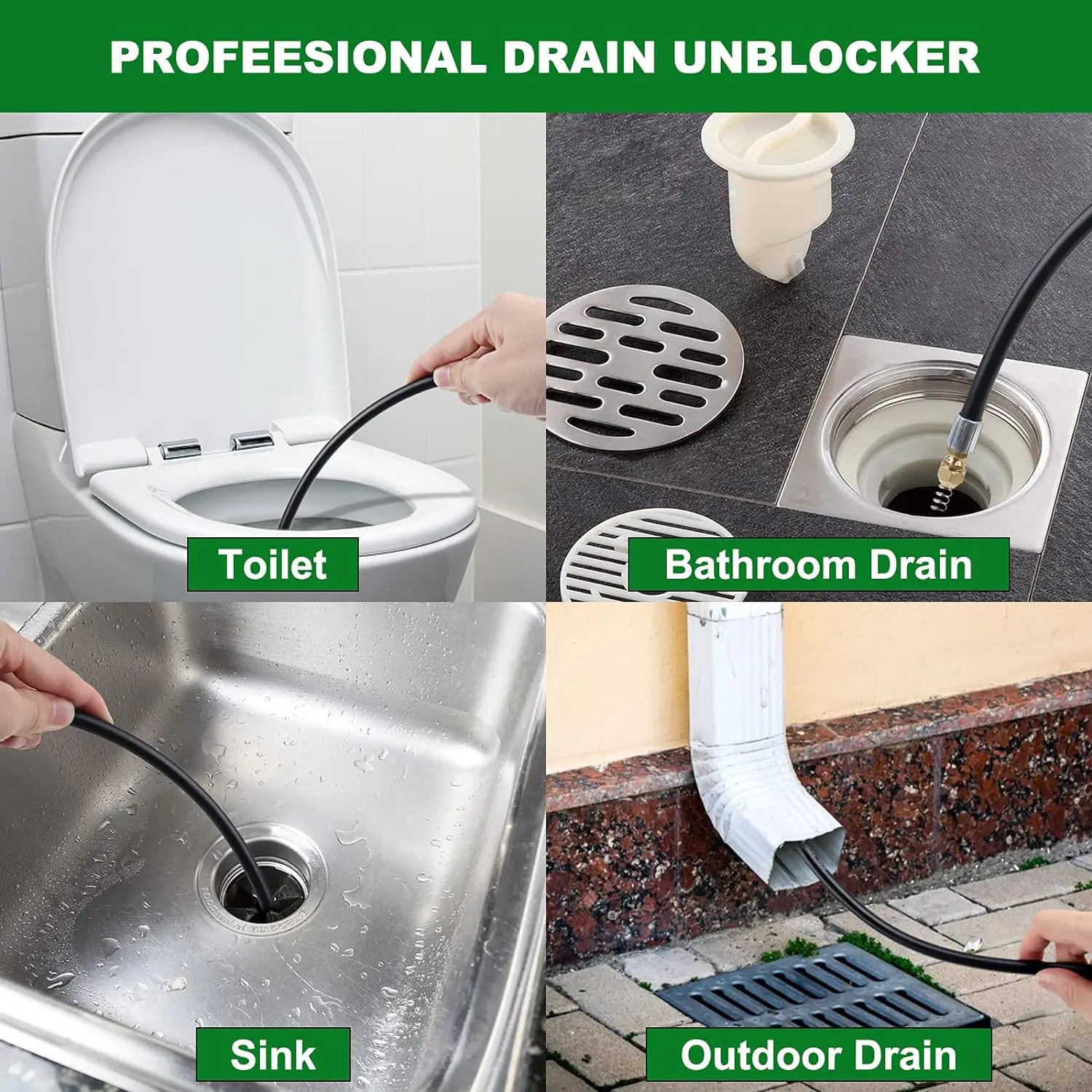 카처 보쉬 닐피스크 파크사이드 건용 고압 세척기, 하수관 및 하수관 청소 호스, 6M