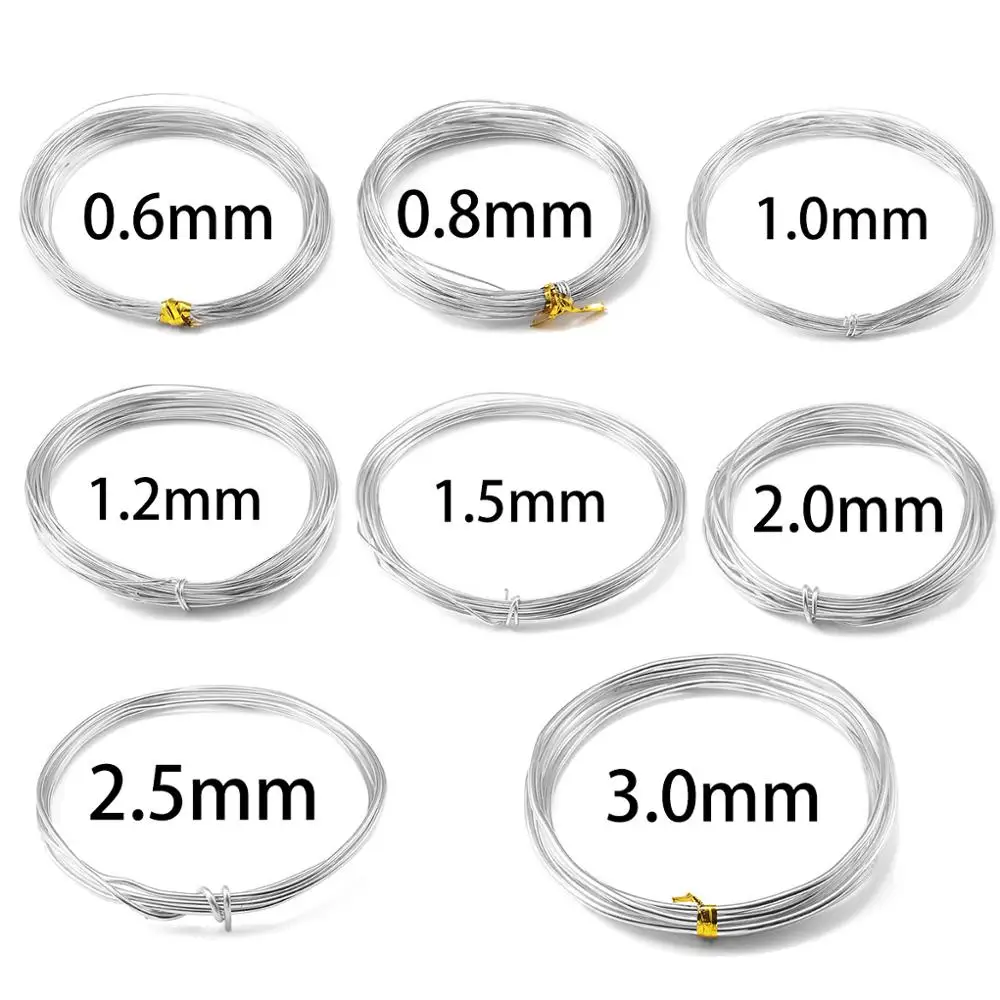 DIY 주얼리 발견용 다용도 페인트 알루미늄 금속 와이어, 0.6-3mm, 2-10 m, 아산화된 원형 알루미늄 와이어