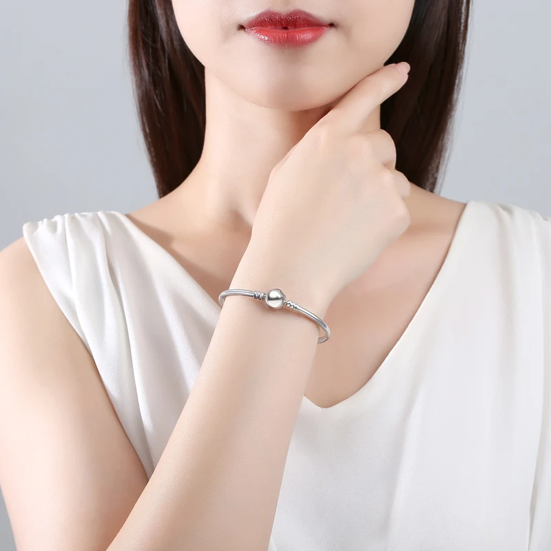 정통 100% 925 스털링 실버 에센스 컬렉션 페르시 팔찌 & bangles 맞는 diy 팬 비즈 매력 여성 쥬얼리 16-22cm